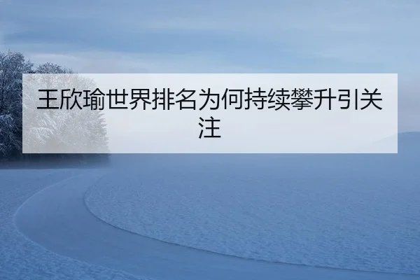 王欣瑜世界排名为何持续攀升引关注